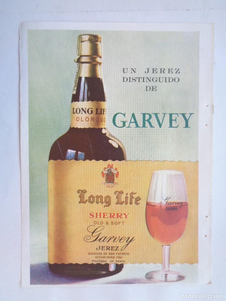 Coleccionismo: HOJA DE REVISTA CON ANUNCIO DE SHERRY LONG LIFE , DE GARVEY , JEREZ . A&Ntilde;OS 60