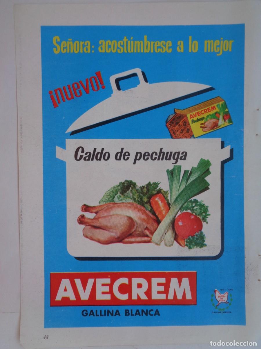 Colecionismo: HOJA DE REVISTA CON ANUNCIO DE CALDO DE PECHUGA AVECREN . A&Ntilde;OS 60