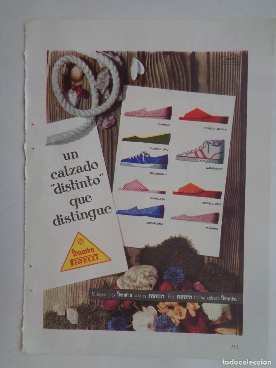 Coleccionismo: HOJA DE REVISTA CON ANUNCIO DE CALZADO WAMBA , DE PIRELLI . A&Ntilde;OS 60