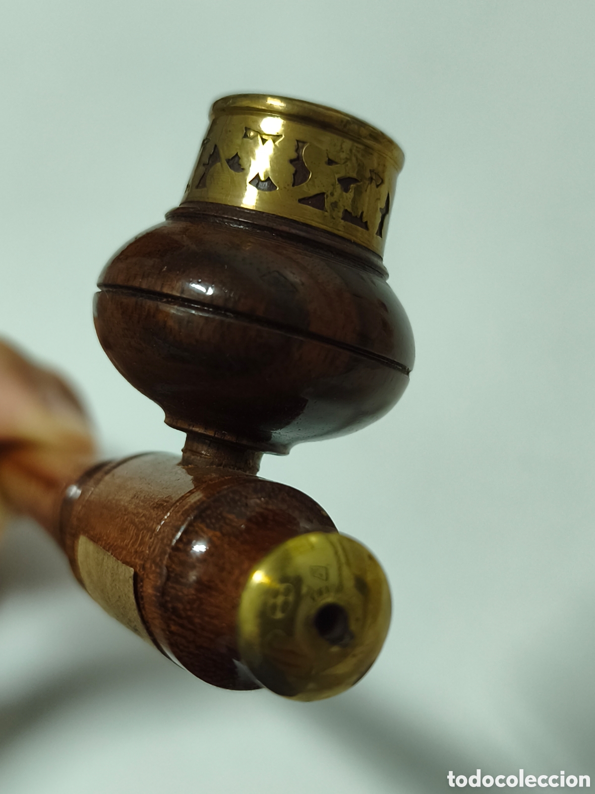 Coleccionismo: Pipa artesanal de madera y metal - Foto 4