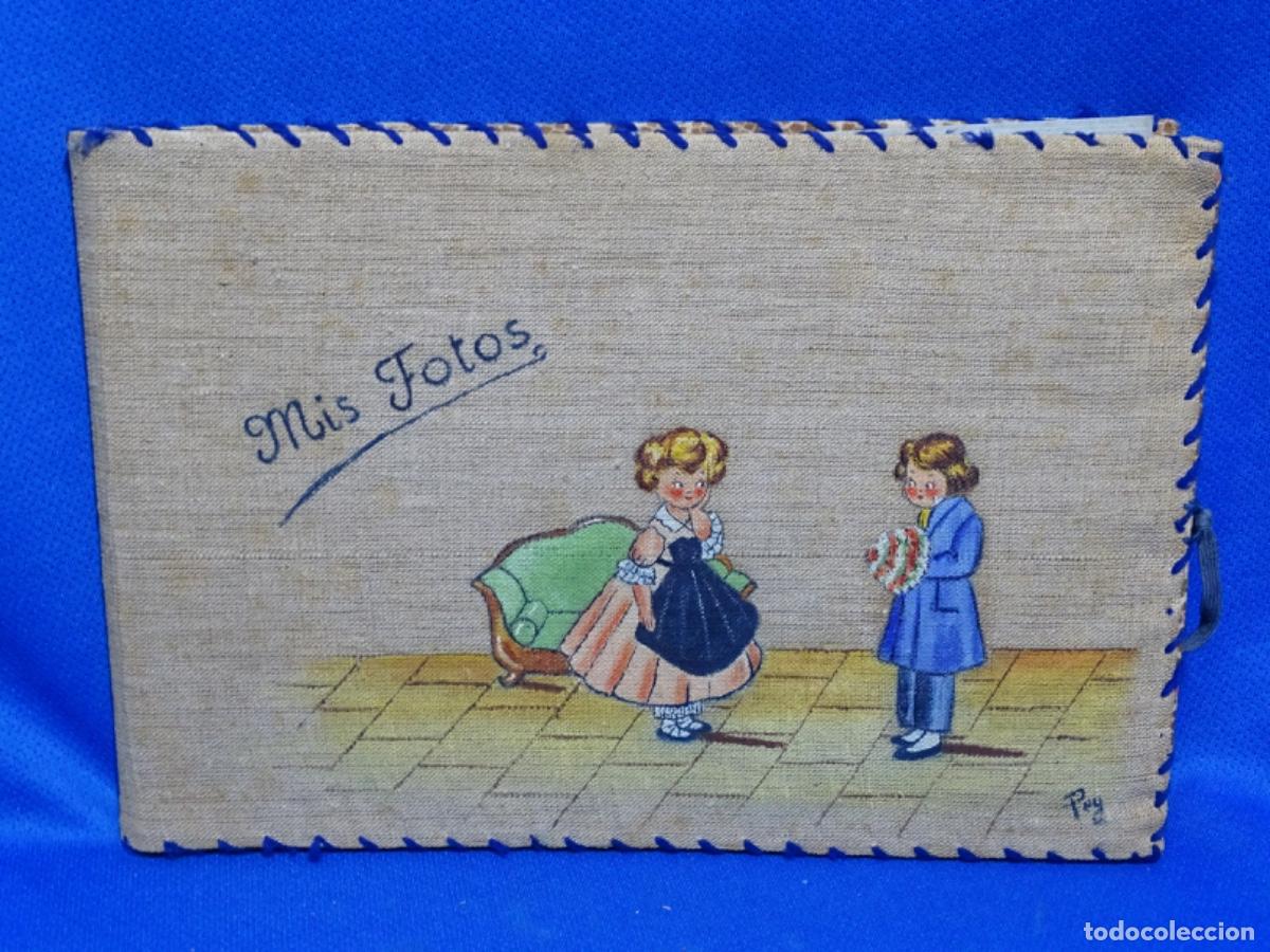 Coleccionismo: ANTIGUO ALBUM DE FOTOS PINTADO A MANO. 25x17 cm.