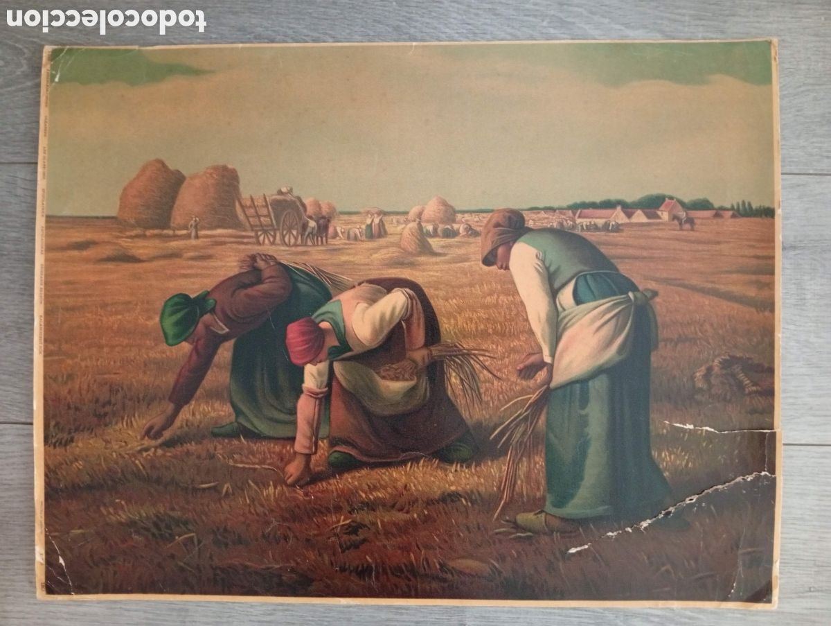 Coleccionismo: Antigua L&aacute;mina &rdquo;Las Espigadoras&rdquo; Millet - 52x39,5 cm - Printed in Germany - A.M. (A restaurar)
