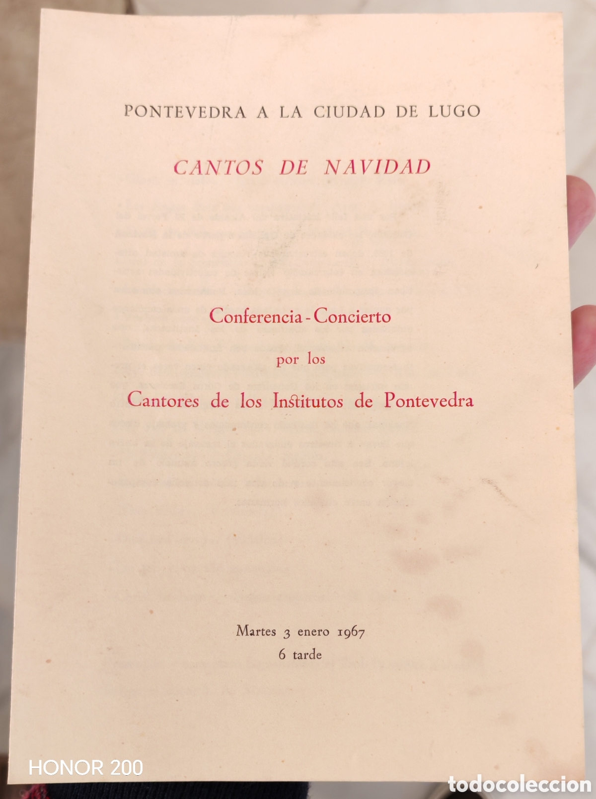 Coleccionismo: Programa - Cantos de Navidad. Cantores de los Institutos de Pontevedra - 1967