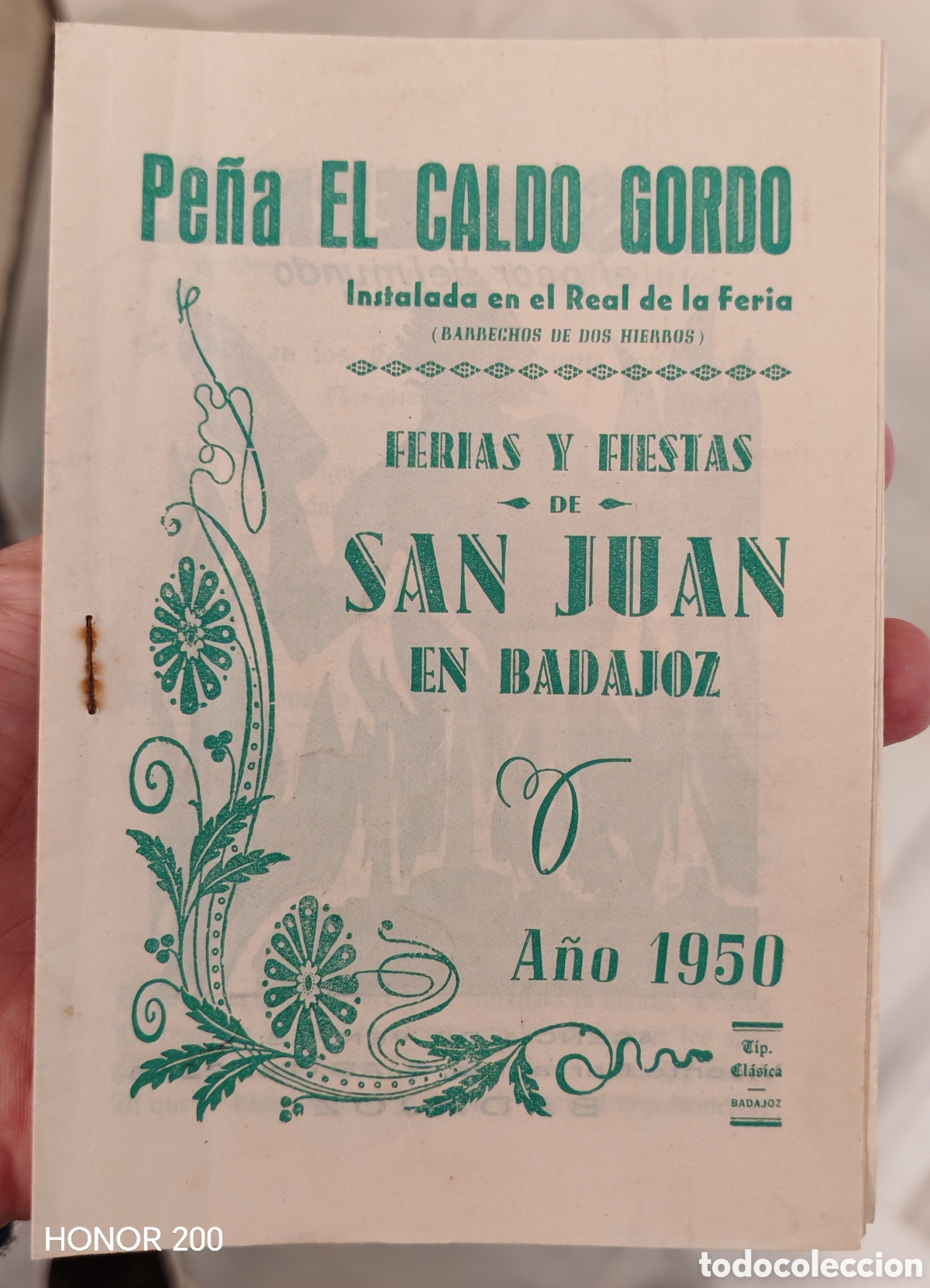 Coleccionismo: Programa - Fiestas de san Juan Badajoz 1950 - Pe&ntilde;a El Caldo Gordo