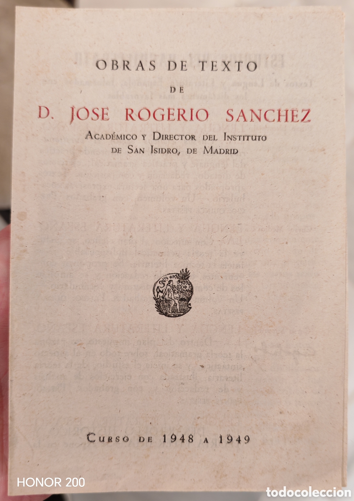 Sammelleidenschaft Papier: Prospecto - Obras de Texto de Jos&eacute; Rogerio S&aacute;nchez - Curso 1948-49. Instituto San Isidro. Madrid