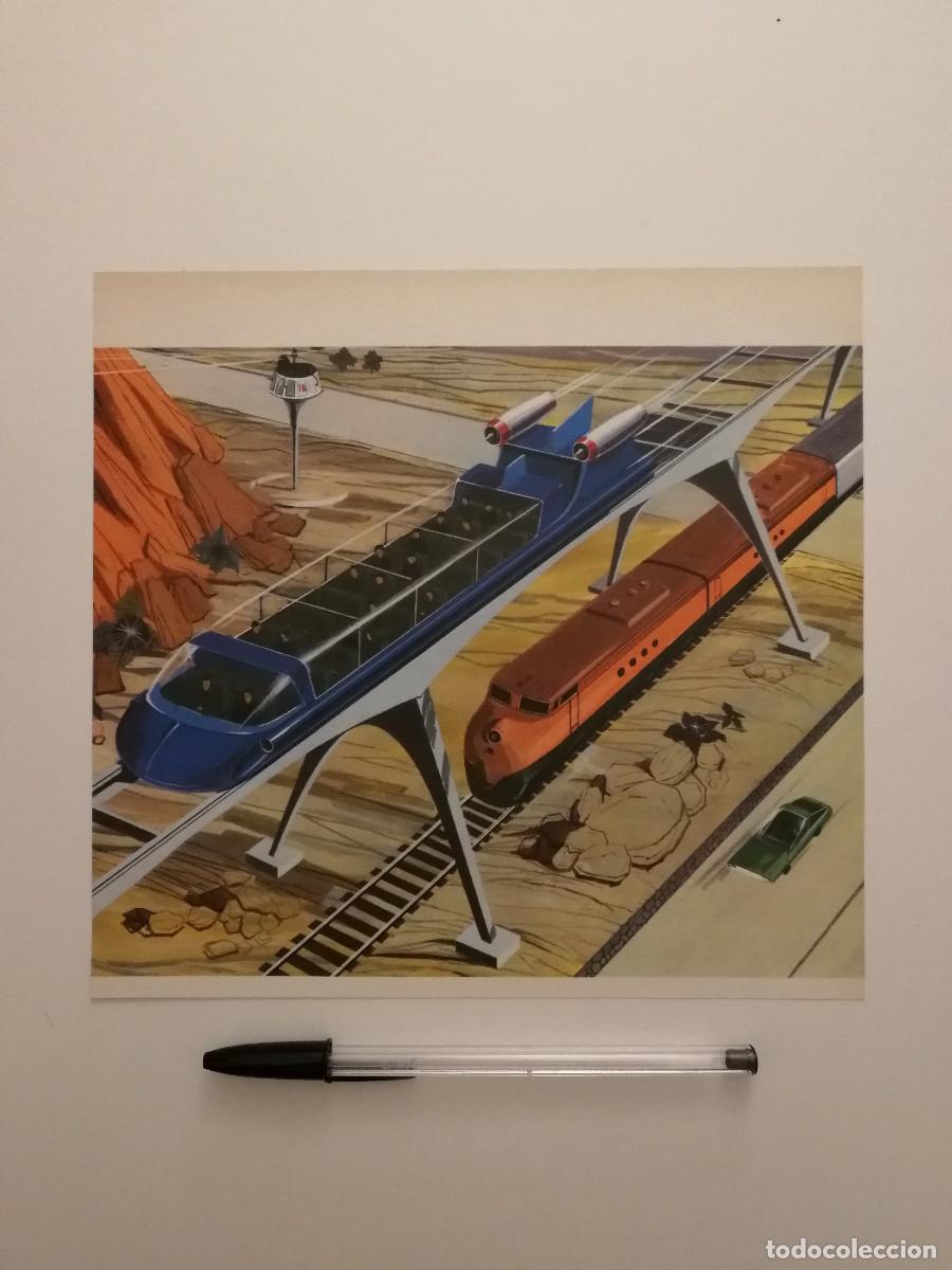 Coleccionismo: ANTIGUA LAMINA ACARTONADA - TREN FUTURISTA - TRENES - RETRO FUTURISMO