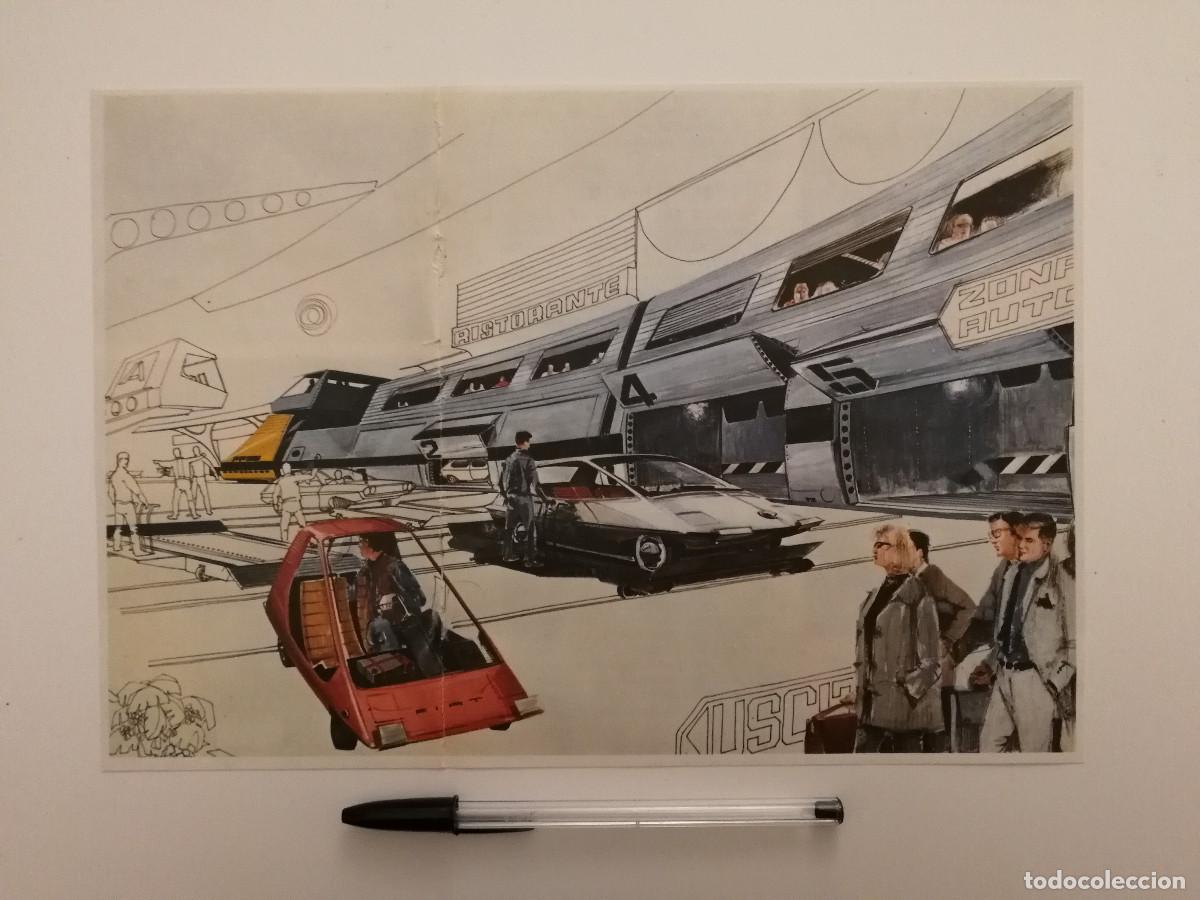 Coleccionismo: LAMINA ACARTONADA - TREN FUTURISTA - TRENES - RETRO FUTURISMO ESTACION COCHE