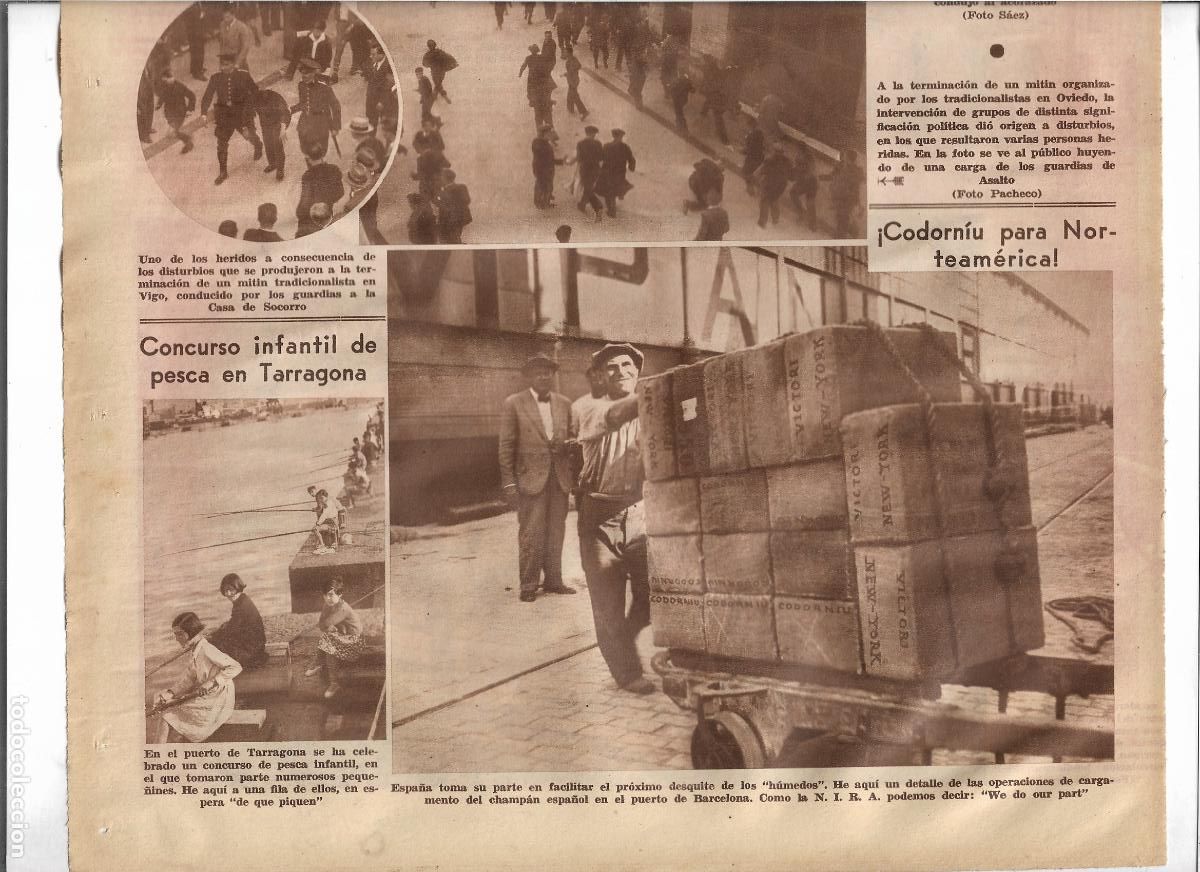 Coleccionismo: A&Ntilde;O 1933 RECORTE PRENSA EXPORTACION CARGAMENTO DE CHAMPAN CAVA CODORNIU PARA NORTEAMERICA