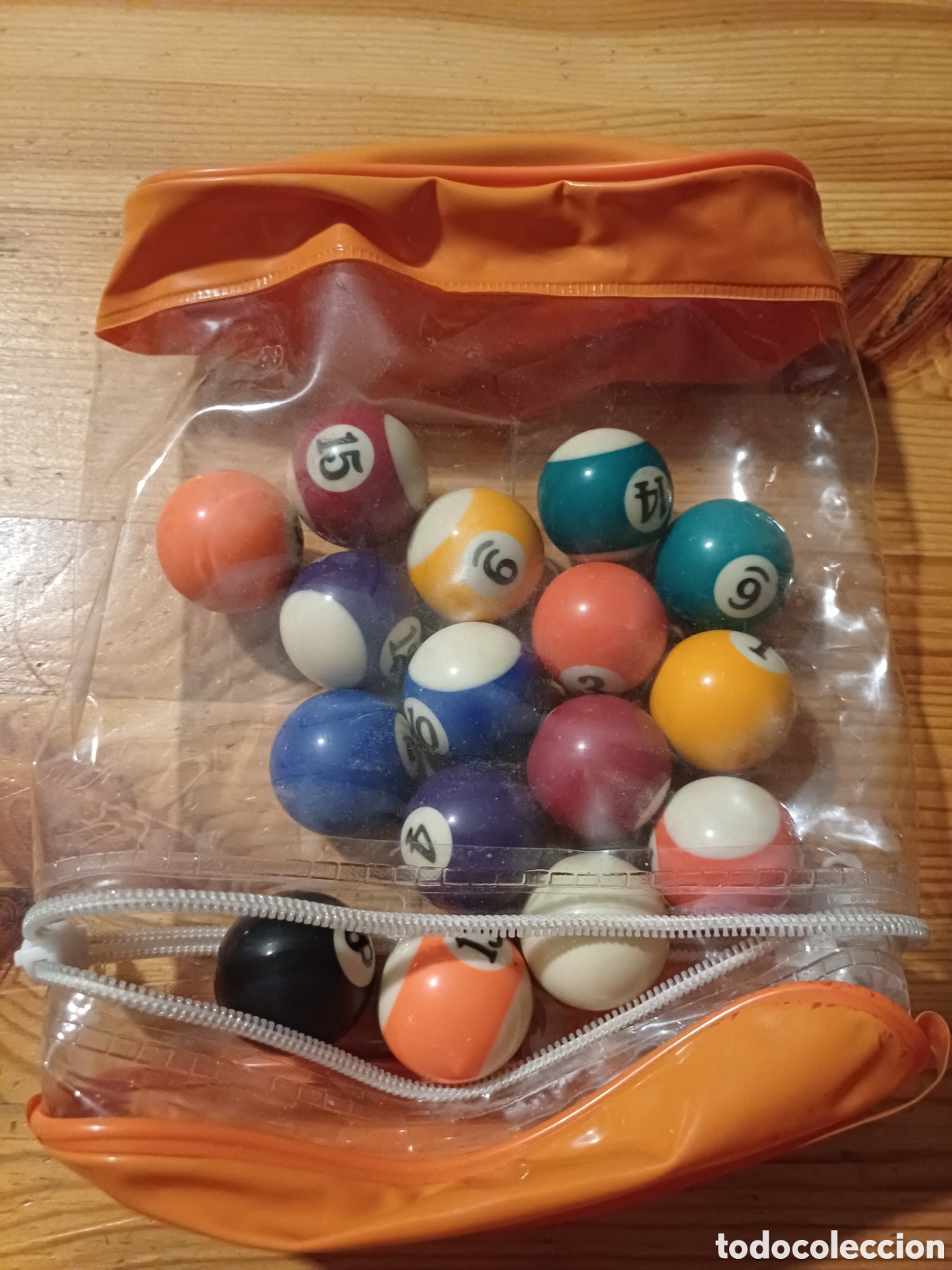 Coleccionismo: Juego de 16 bolas de billar peque&ntilde;as Del 1 al 15