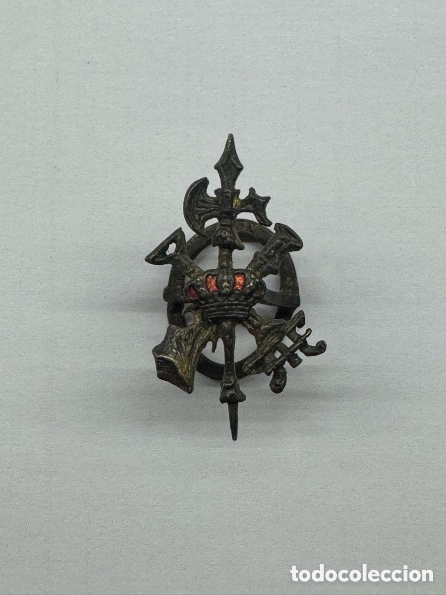 Coleccionismo: Insignia distintivo de ojal de bot&oacute;n Real Cuerpo de Alabarderos / Guardia del General&iacute;simo / Alf&eacute;rez