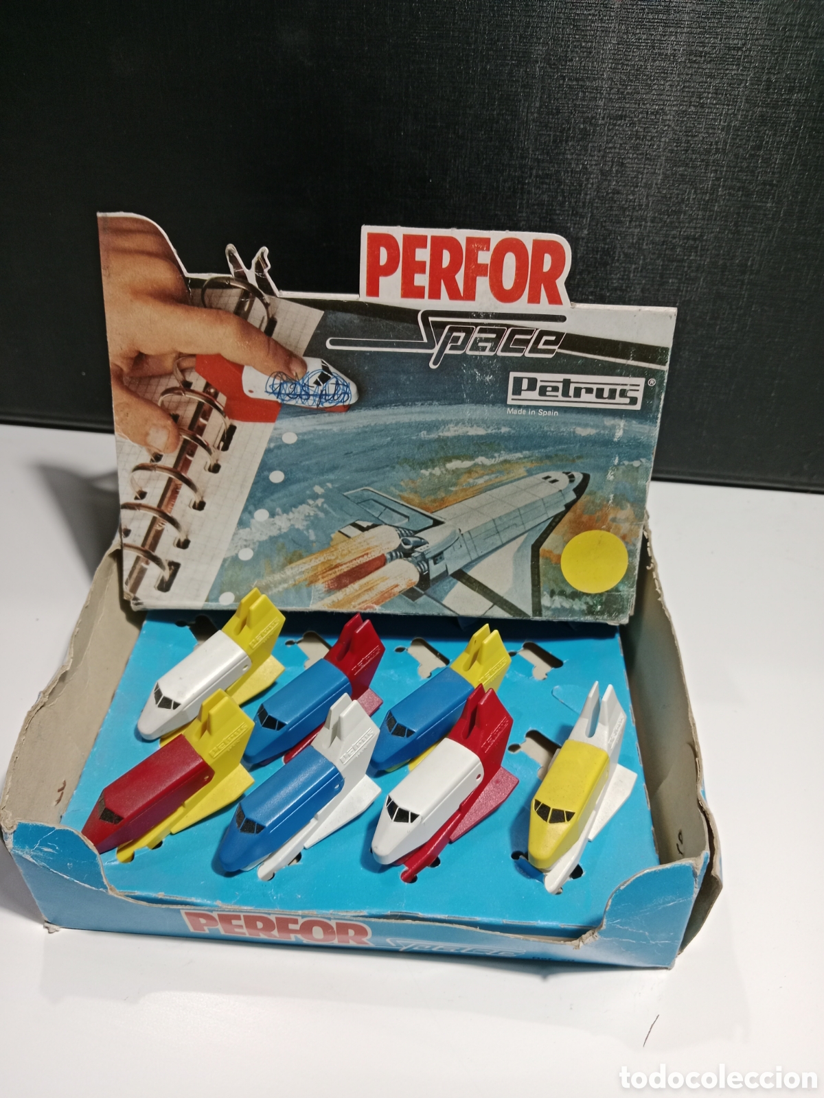 Coleccionismo: 7 PERFORADORAS PETRUS TRANSBORDADOR ESPACIAL EN SU EXPOSITOR