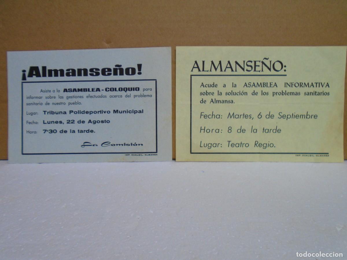Coleccionismo: ALMANSA(ALBACETE)PASQUINES ASAMBLEAS POR PROBLEMAS SANITARIOS, 1983.