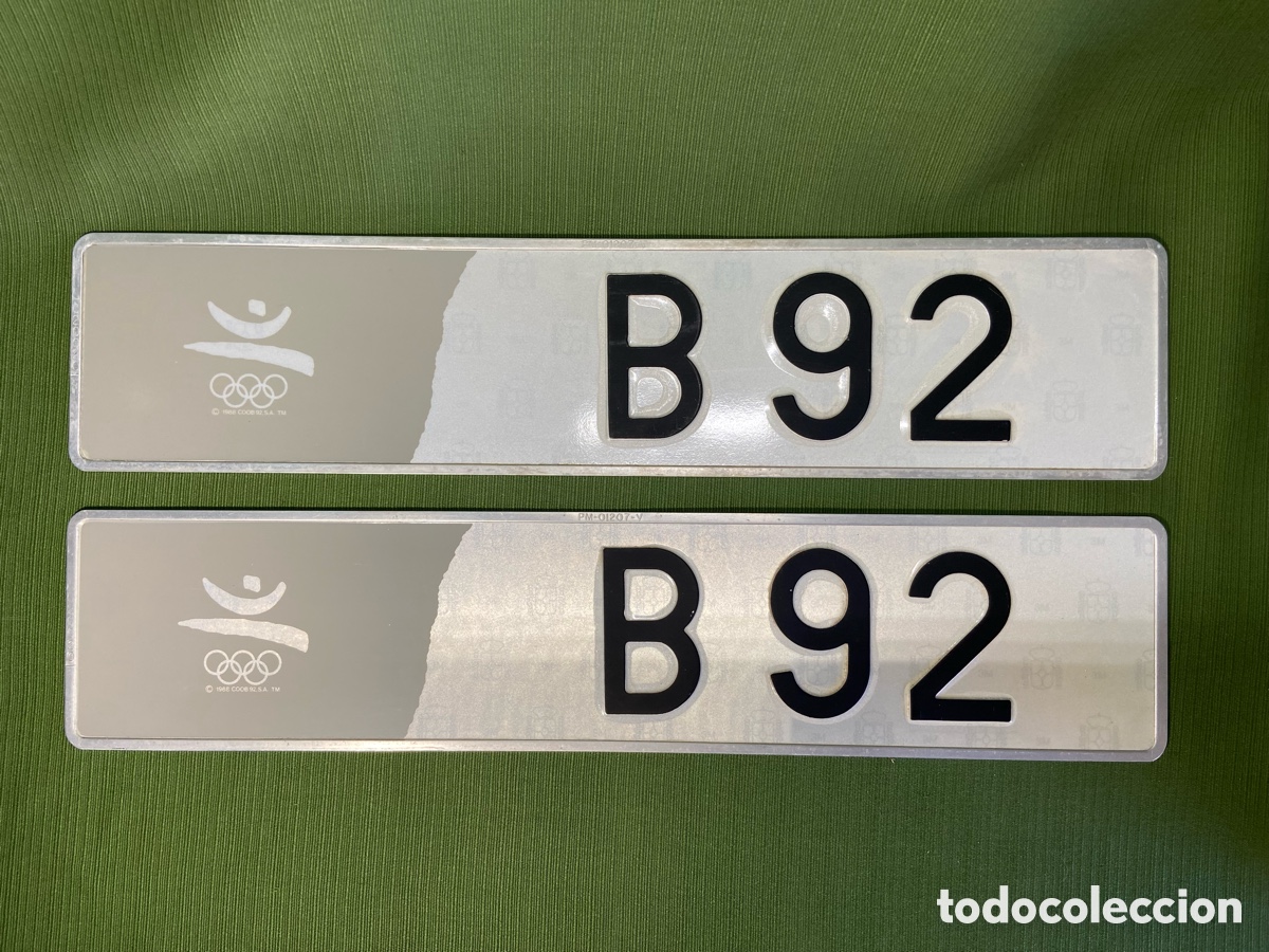 Coleccionismo: Pareja. de Matr&iacute;cula B92, ORIGINAL. Olimpiadas Barcelona 92. B-92. Juegos Ol&iacute;mpicos. Coob 92.