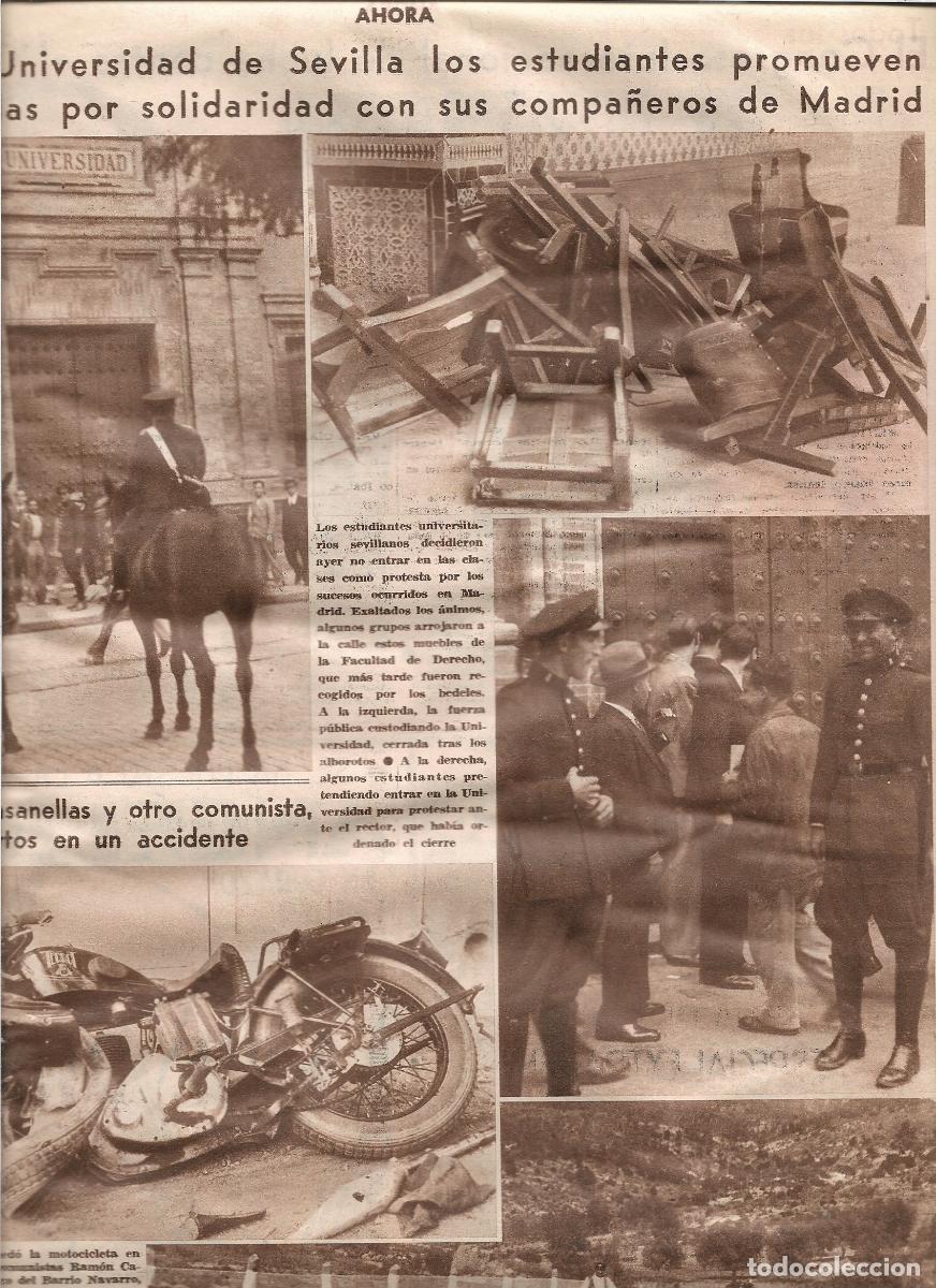 Coleccionismo: A&Ntilde;O 1933 RECORTE PRENSA PROTESTAS ESTUDIANTES UNIVERSIDAD DE SEVILLA EN SOLIDARIDAD A LOS DE MADRID