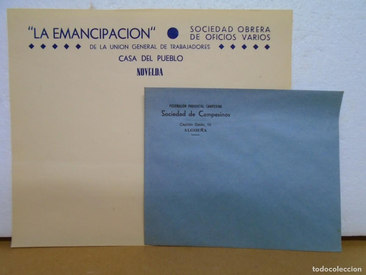 Coleccionismo: REPUBLICA-GUERRA CIVIL/NOVELDA-ALGUE&Ntilde;A(ALICANTE)SOCIEDADES OBRERAS Y DE CAMPESINOS.