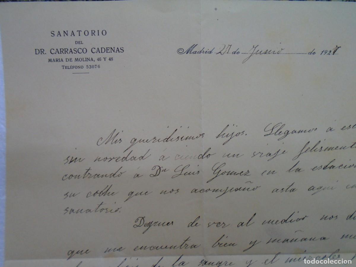 Coleccionismo: MADRID.SANATORIO DEL DR.CARRASCO CADENAS.CARTA DEL 27/6/1927.