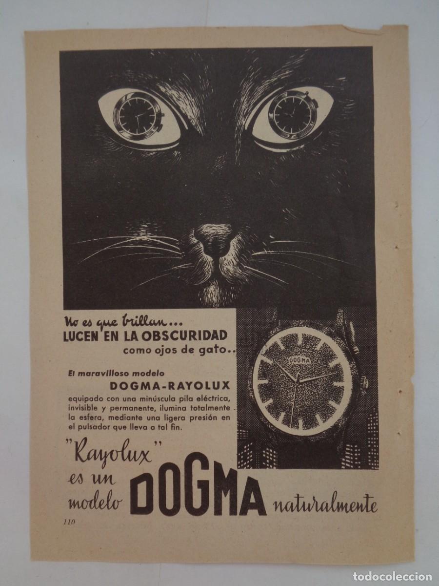 Collectionnisme: HOJA DE REVISTA CON ANUNCIO DE RELOJ DOGMA QUE BRILLA EN LA OSCURIDAD . A&Ntilde;OS 50
