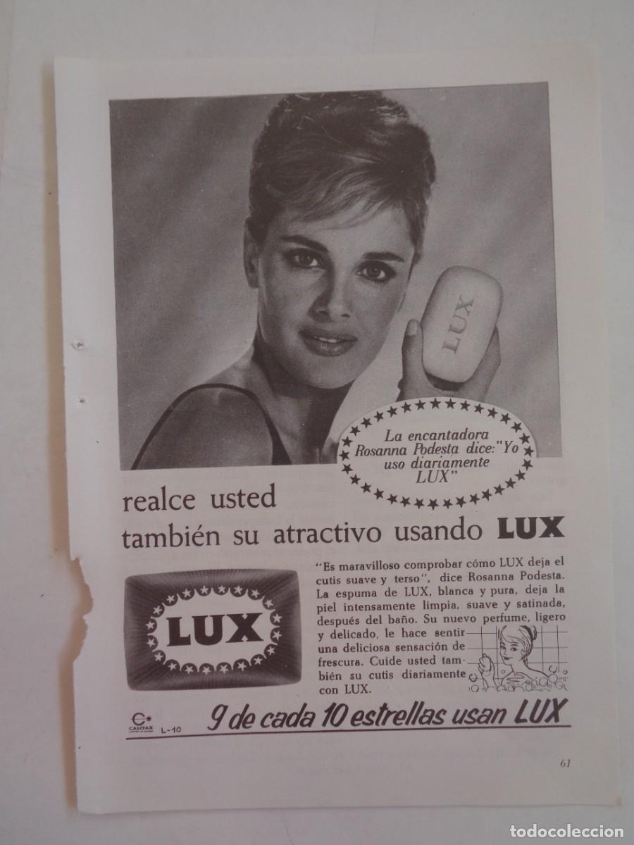 Collectionnisme: HOJA DE REVISTA CON ANUNCIO DE JABON LUX . A&Ntilde;OS 50