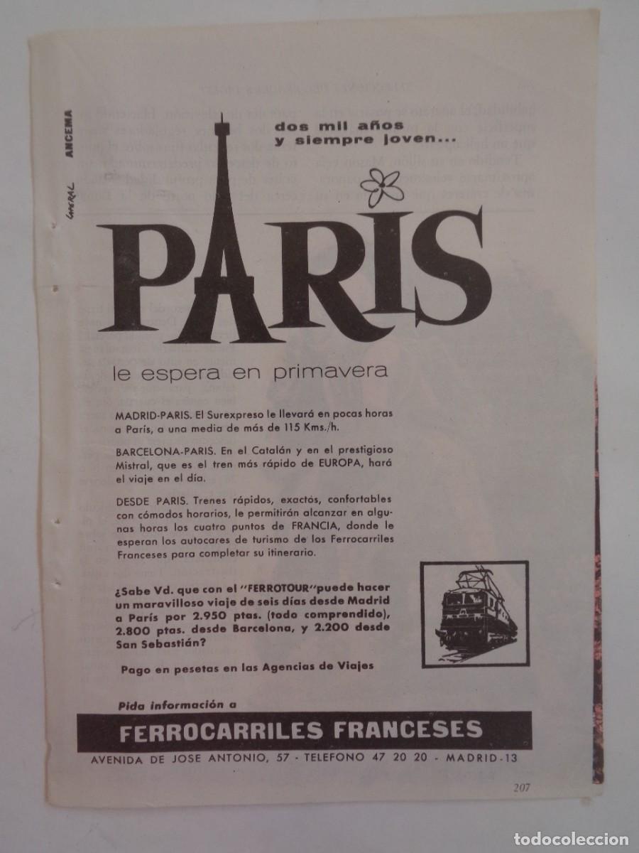 Collecting paper: HOJA DE REVISTA CON ANUNCIO DEL SUREXPRESO MADRID-PARIS , DE FERROCARRILES FRANCESES. A&Ntilde;OS 60