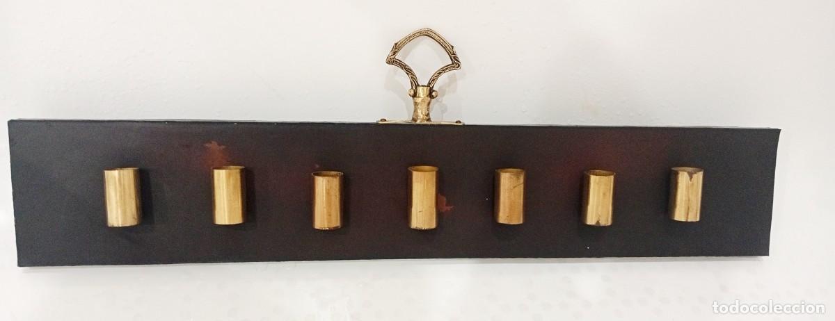 Coleccionismo: Soporte vintage para 7 pipas de pared &ndash; Madera y detalles dorados &ndash; A&ntilde;os 80-90