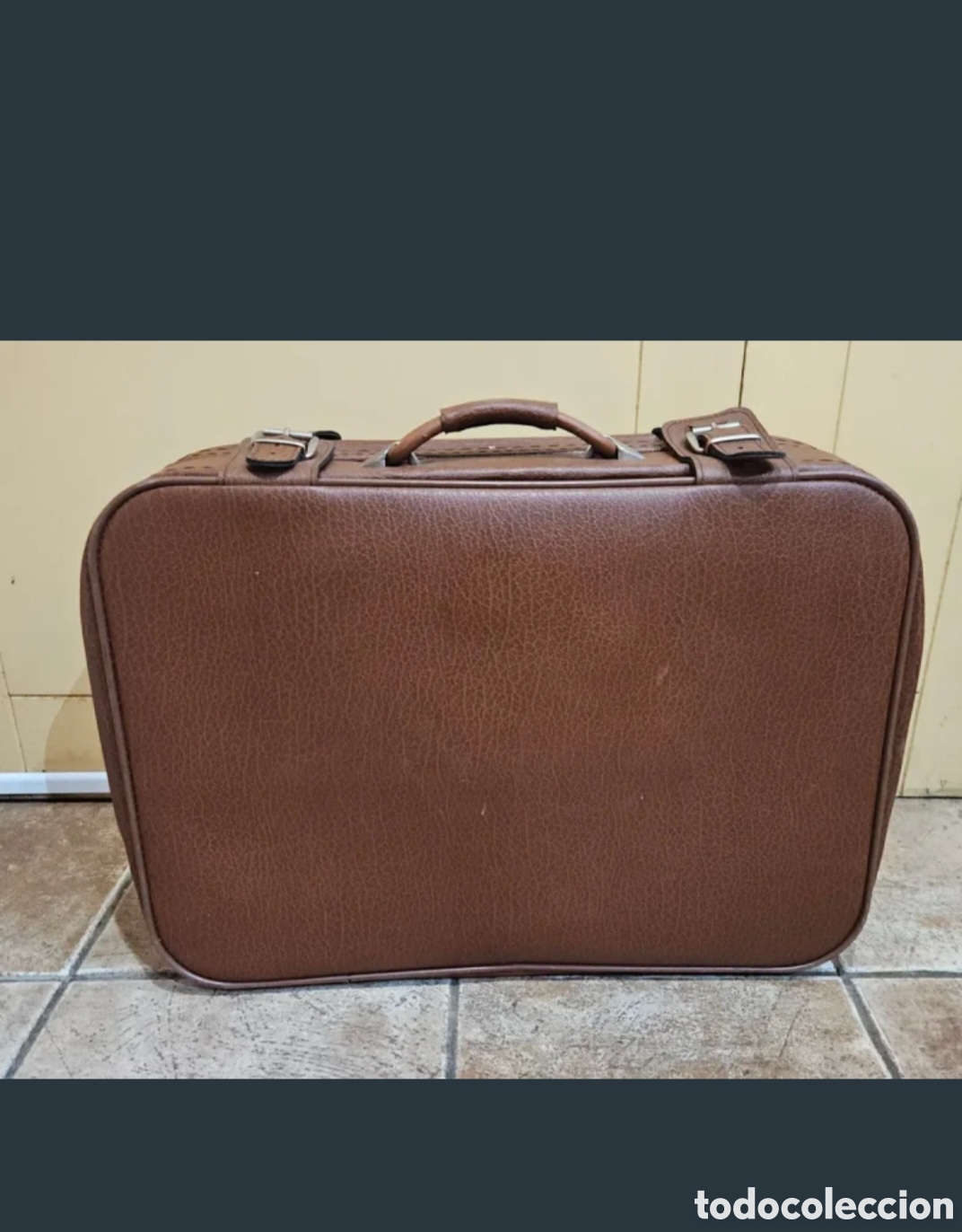 Coleccionismo: Antigua maleta vintage a&ntilde;os 60-70 piel marr&oacute;n