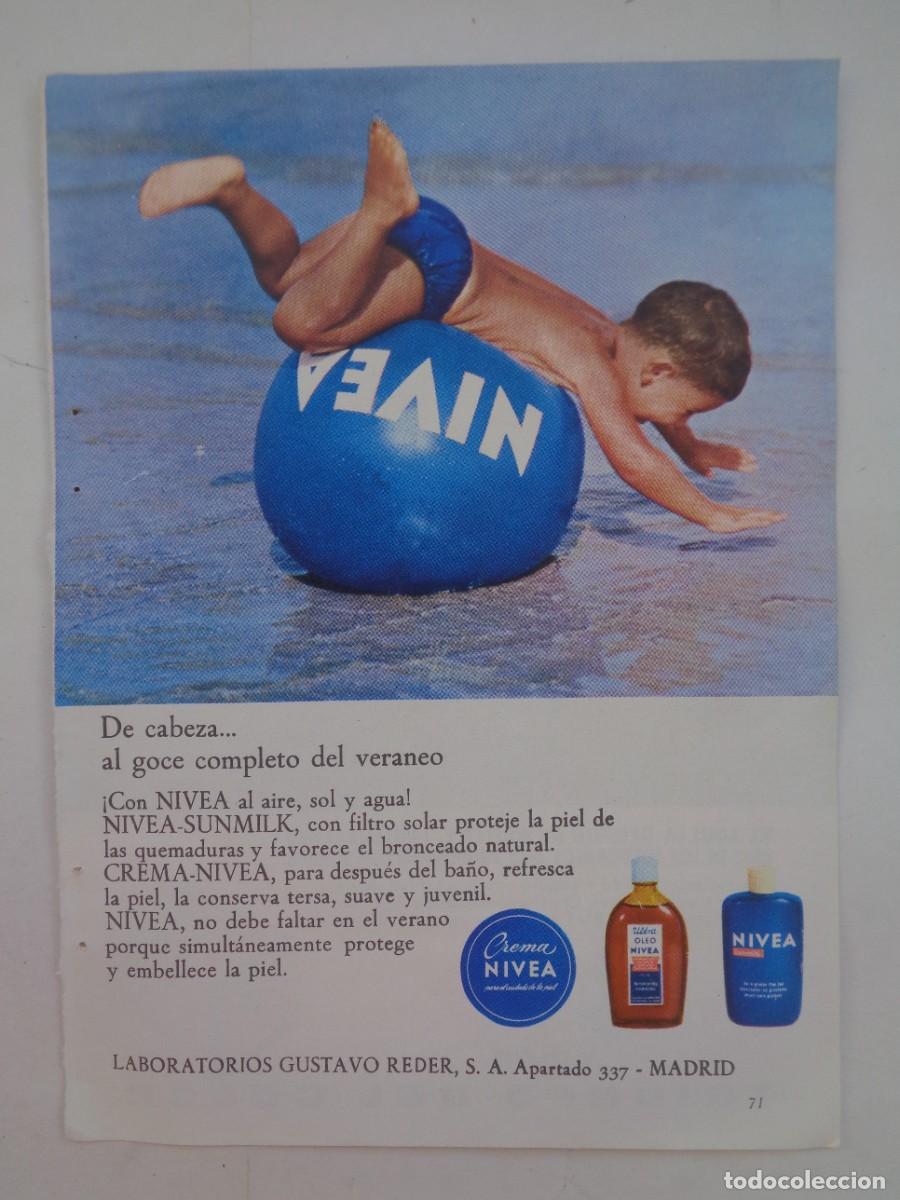 Collecting paper: HOJA DE REVISTA CON ANUNCIO DE NIVEA, NI&Ntilde;O CON LA FAMOSA PELOTA . A&Ntilde;OS 60