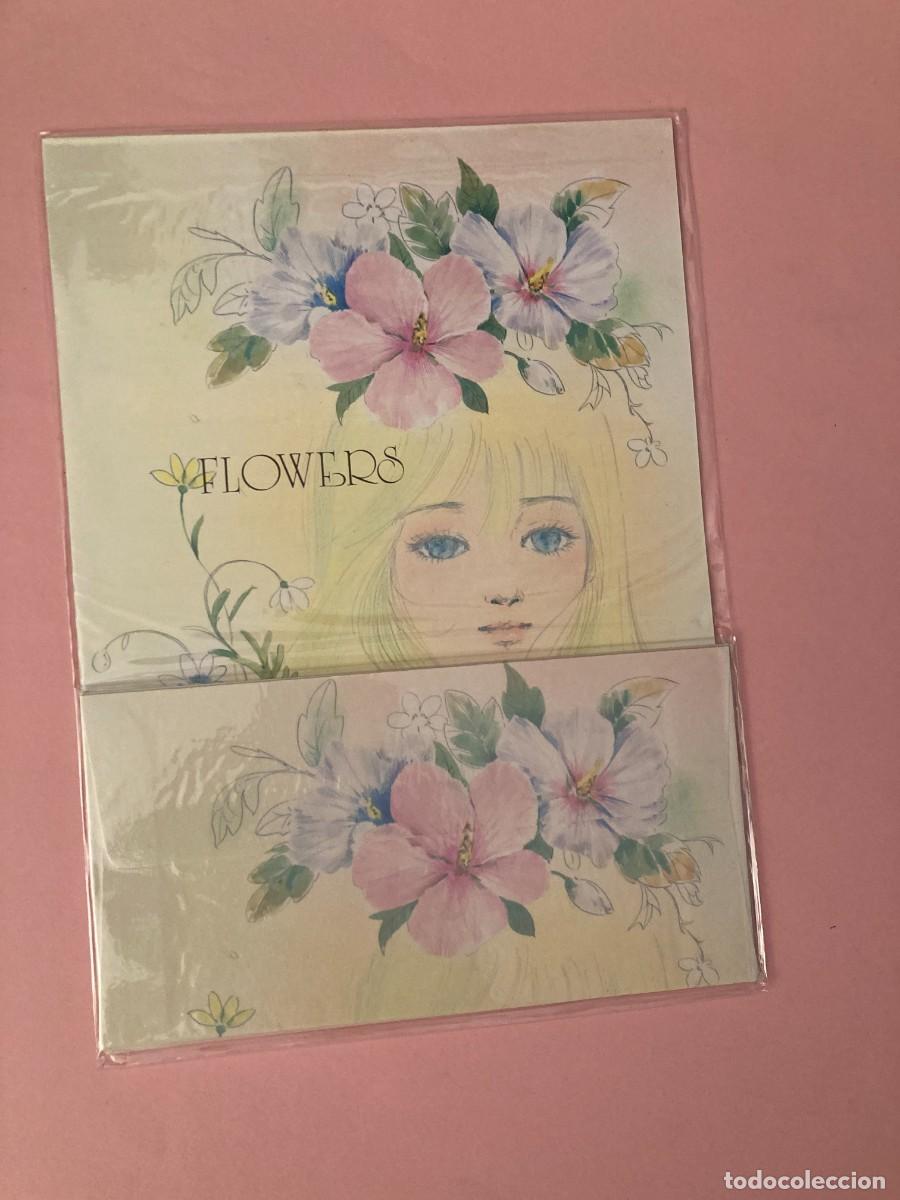 Coleccionismo: CONJUNTO PAPEL DE CARTA ESTILO HOJAS PERFUMADAS FLOWERS A&Ntilde;OS 80 TAIWAN