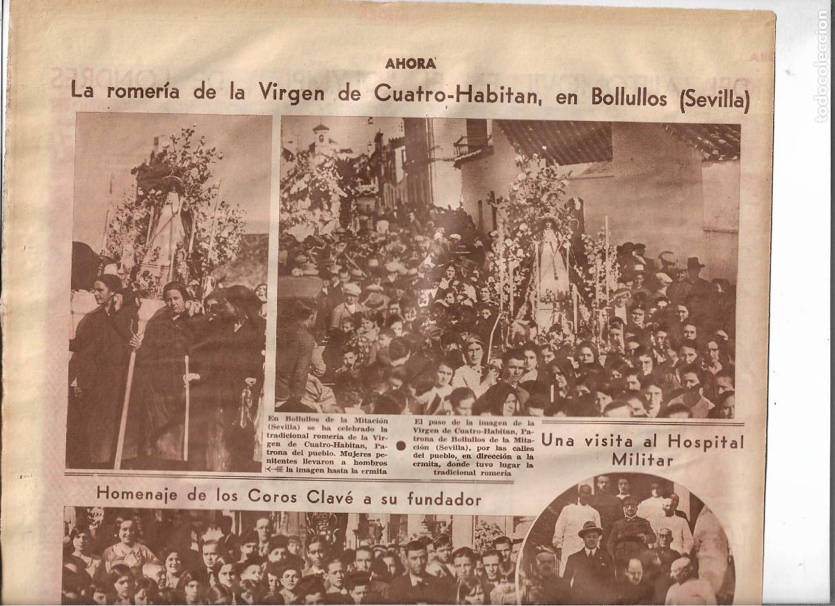 Coleccionismo: A&Ntilde;O 1933 RECORTE PRENSA BOLULLOS SEVILLA ROMERIA VIRGEN DE CUATROHABITAN CUATROVITAS