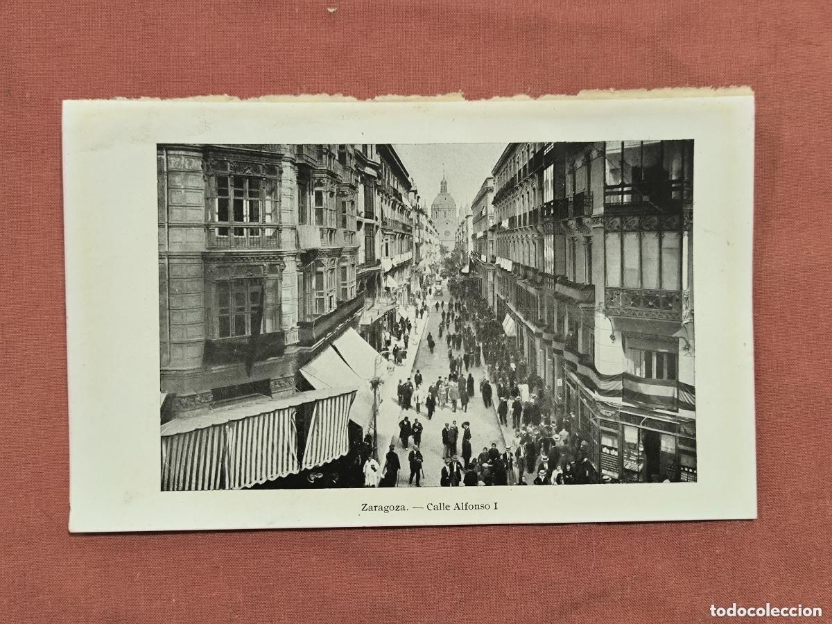 Colecionismo: L&aacute;mina Antigua Zaragoza Calle Alfonso I &ndash; Fotograbado Vista Urbana Coleccionismo