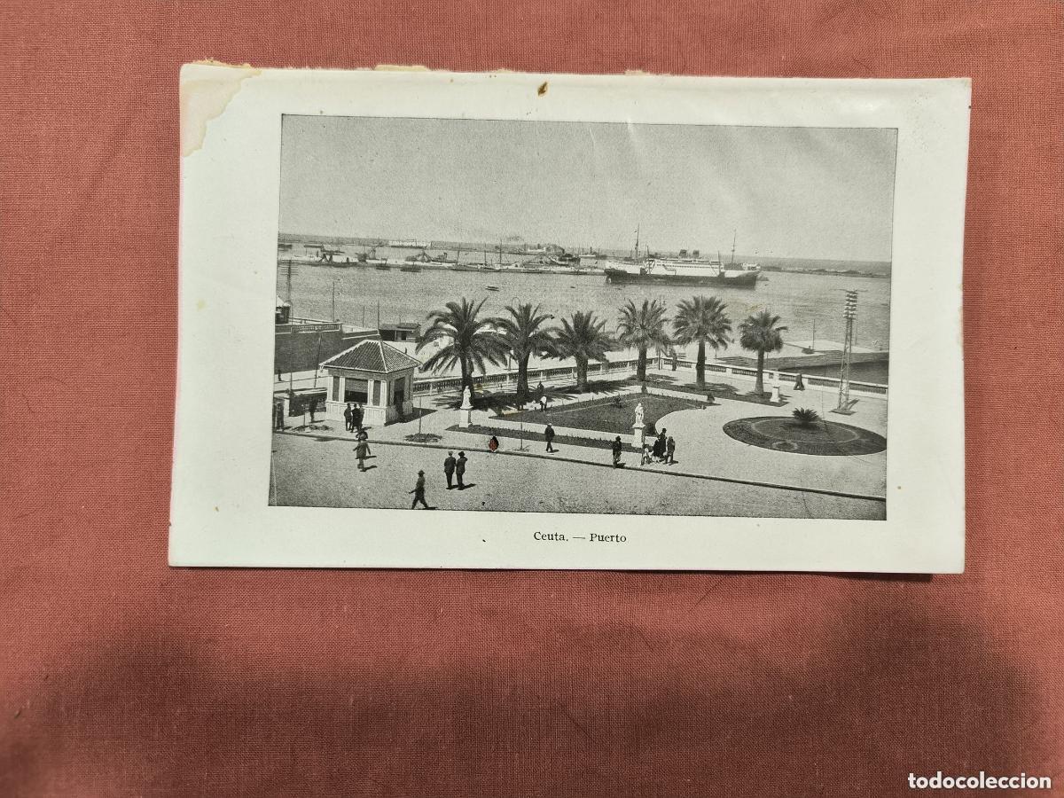 Colecionismo: L&aacute;mina Antigua Ceuta Puerto &ndash; Fotograbado Vista Mar&iacute;tima Coleccionismo