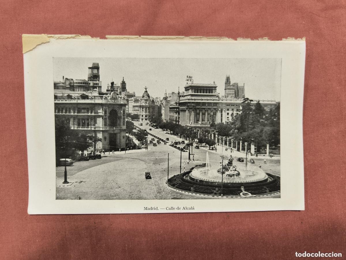 Colecionismo: L&aacute;mina Antigua Madrid Calle de Alcal&aacute; &ndash; Fotograbado Vista Urbana Coleccionismo