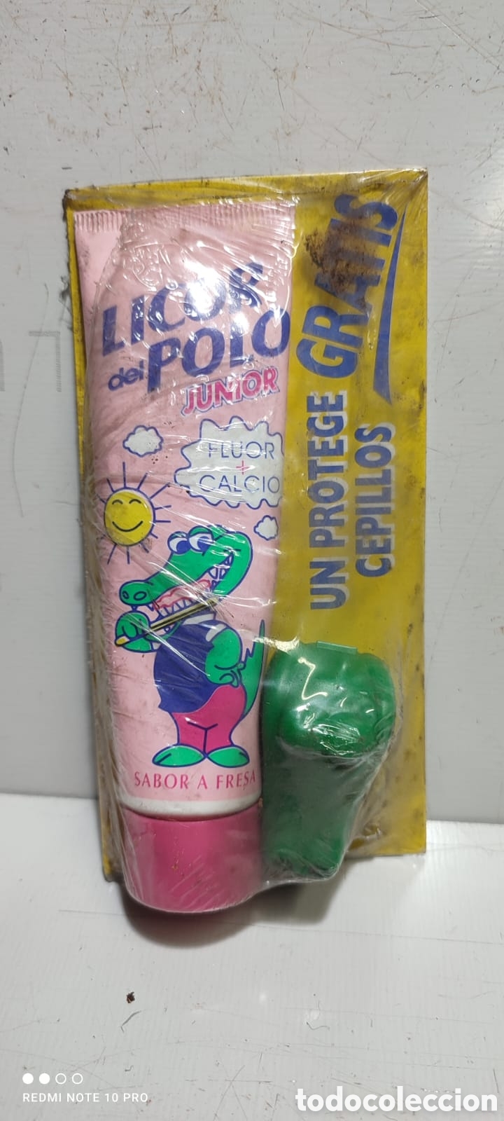 Coleccionismo: Licor del Polo vintage. Tubo de pasta de dientes en bl&iacute;ster con protector de cepillo.