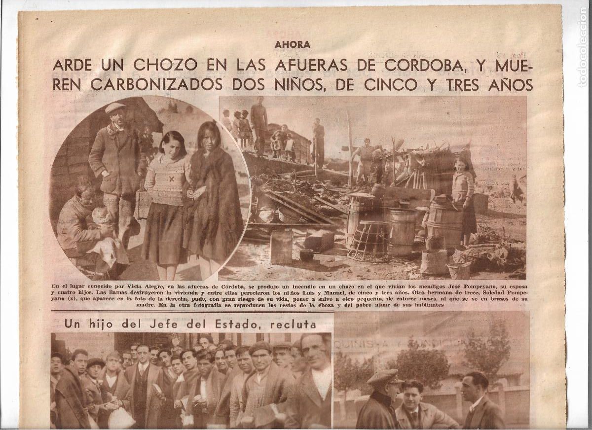 Sammelleidenschaft Papier: A&Ntilde;O 1933 RECORTE PRENSA VISTA ALEGRE CORDOBA INCENDIO CHOZA MUERTE DE DOS NI&Ntilde;OS MENDIGOS