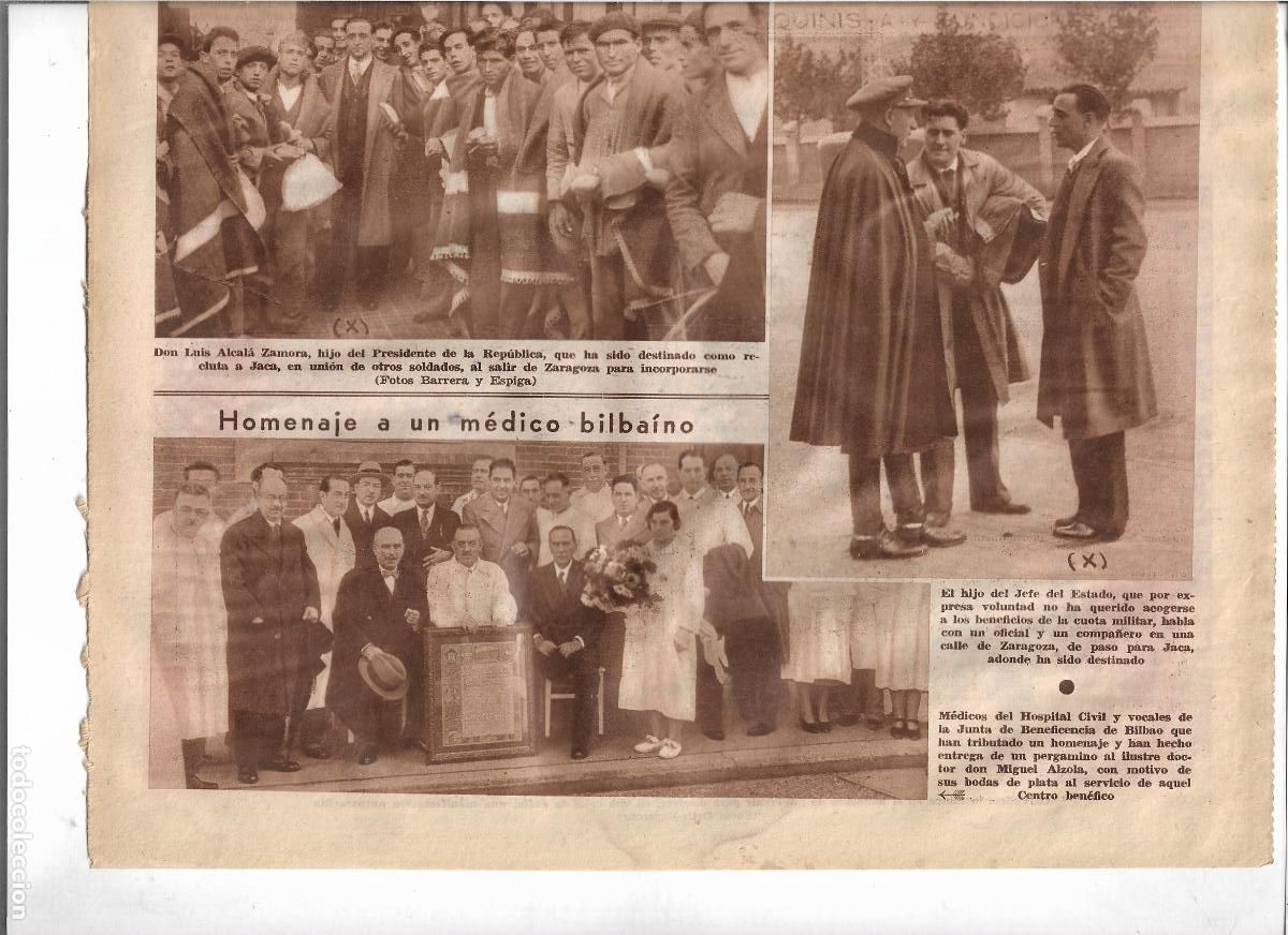 Coleccionismo: A&Ntilde;O 1933 RECORTE PRENSA MEDICOS HOSPITAL CIVIL BILBAO HOMENAJE AL DOCTOR MIGUEL ALZOLA