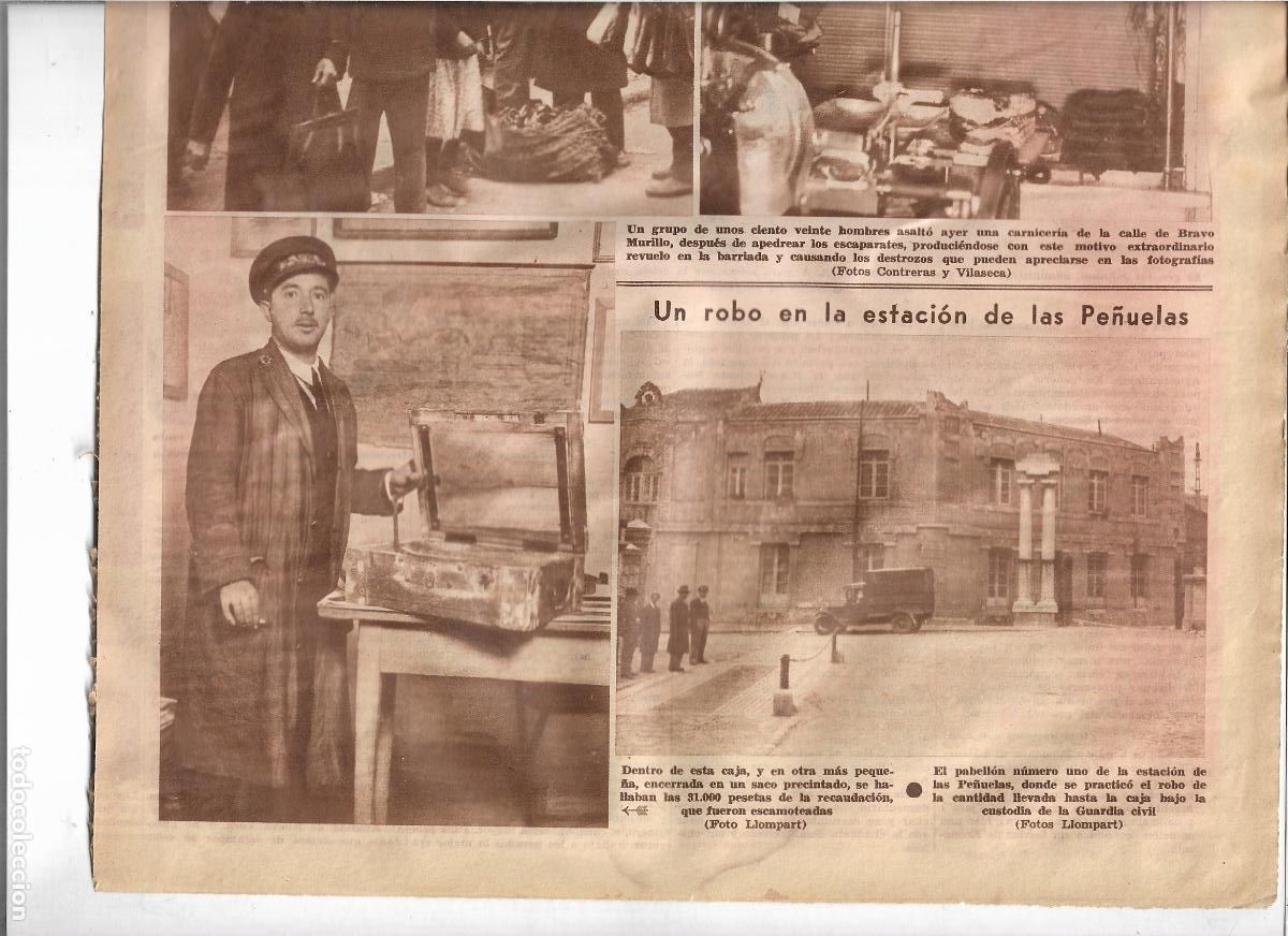 Coleccionismo: A&Ntilde;O 1933 RECORTE PRENSA ESTACION DE LAS PE&Ntilde;UELAS ROBO 31000 PESETAS RECAUDACION