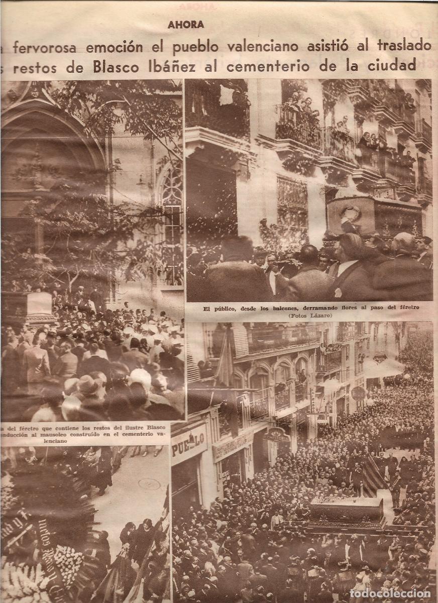 Coleccionismo: A&Ntilde;O 1933 RECORTE PRENSA TRASLADO DE LOS RESTOS MORTALES BLASCO IBA&Ntilde;EZ CEMENTERIO VALENCIA MULTITUD