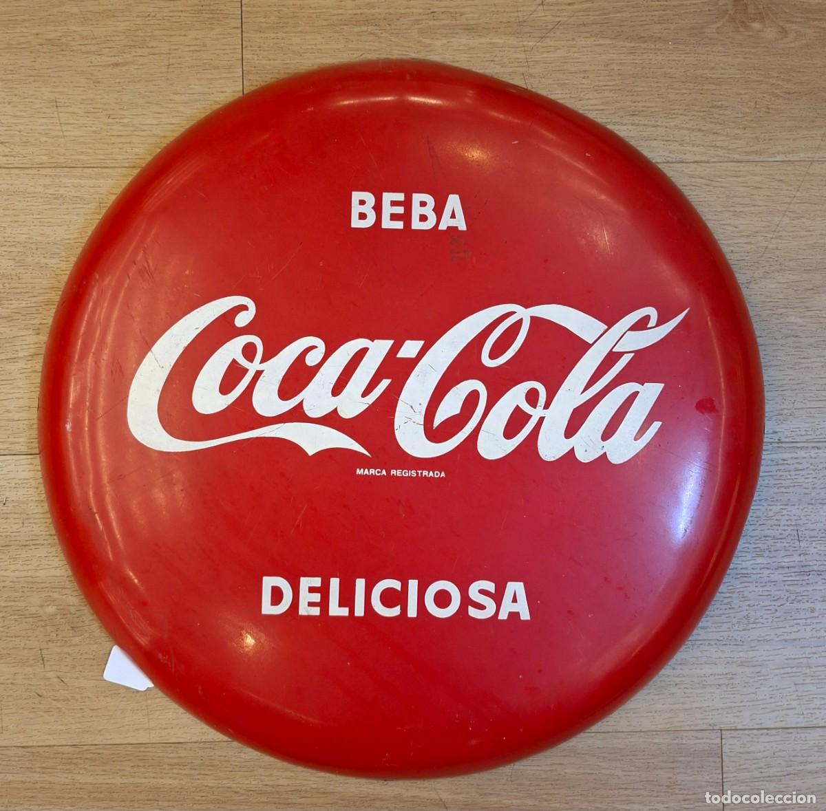 Coleccionismo: Cartel publicitario de Coca Cola a&ntilde;os 50 en metal esmaltado