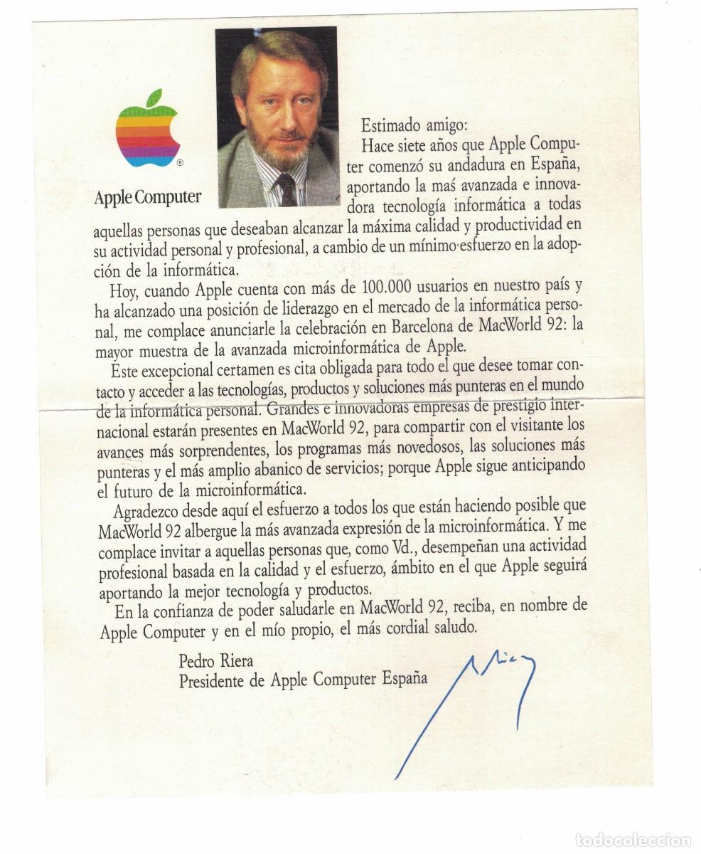 Collecting paper: Carta y listado de distribuidores Apple Espa&ntilde;a &ndash; MacWorld 92 Barcelona
