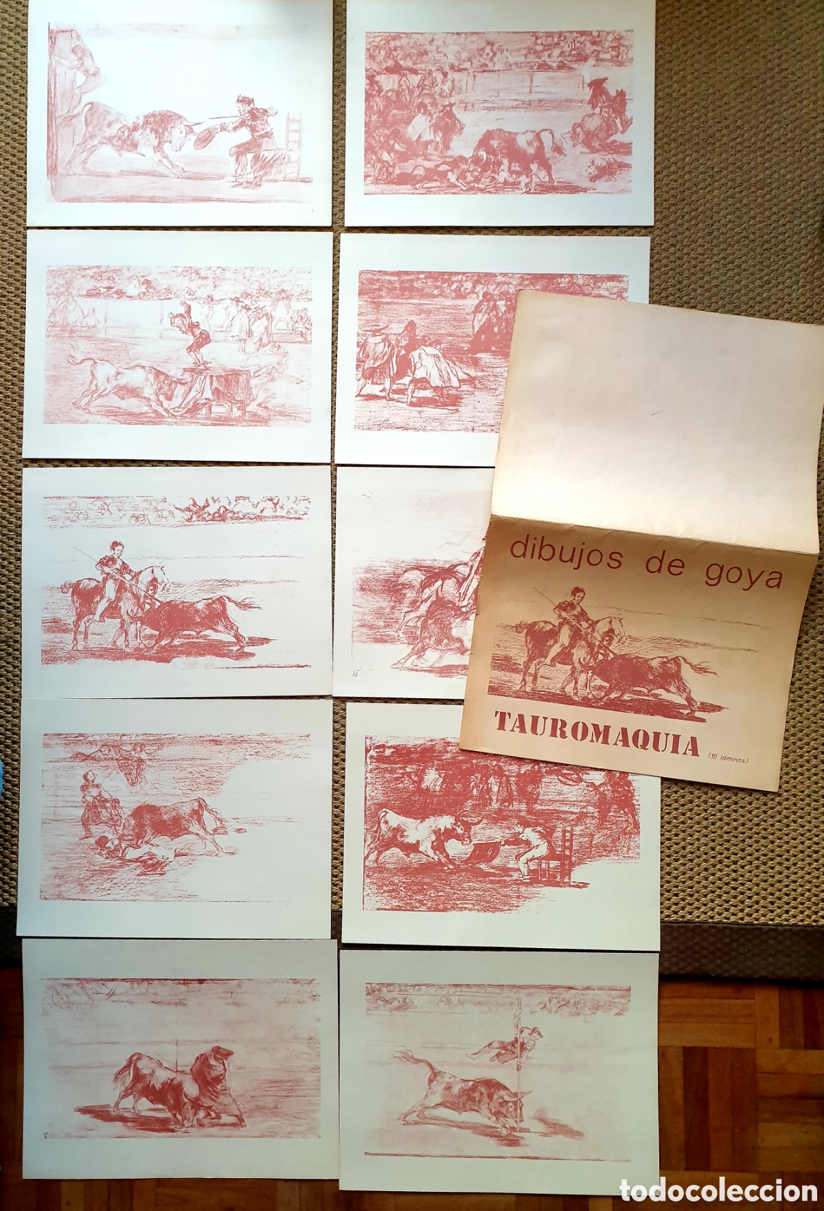 Coleccionismo: CARPETA DE 10 LITOGRAFIAS DE - DE DIBUJOS DE GOYA TAUROMAQUIA - COMPLETA