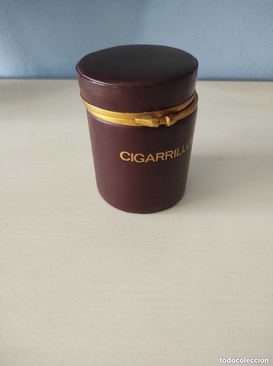Colecionismo: TABAQUERA CIL&Iacute;NDRICA EN PIEL PARA CIGARRILLOS