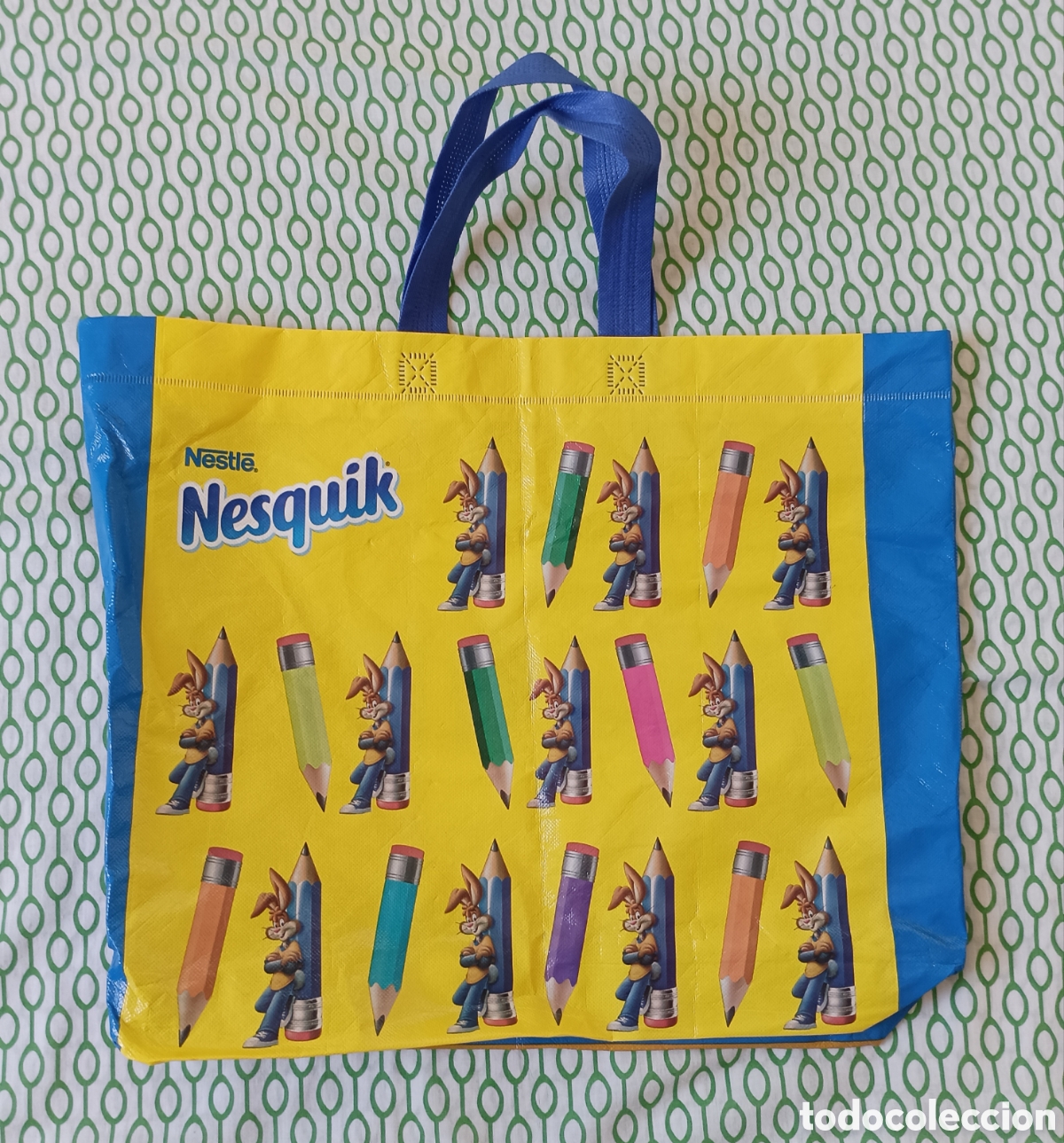 Collectionnisme: NUEVA ⭐ Bolsa promocional Nesquik (Nestl&eacute;), conejo Quicky con l&aacute;pices &mdash; Vuelta al cole &mdash; Sin usar.