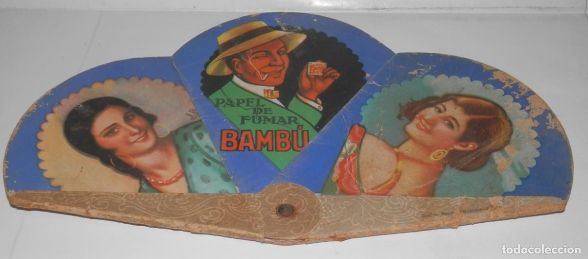 Coleccionismo: ANTIGUO ABANICO PAY-PAY ,PAPEL DE FUMAR BAMBU - Foto 1