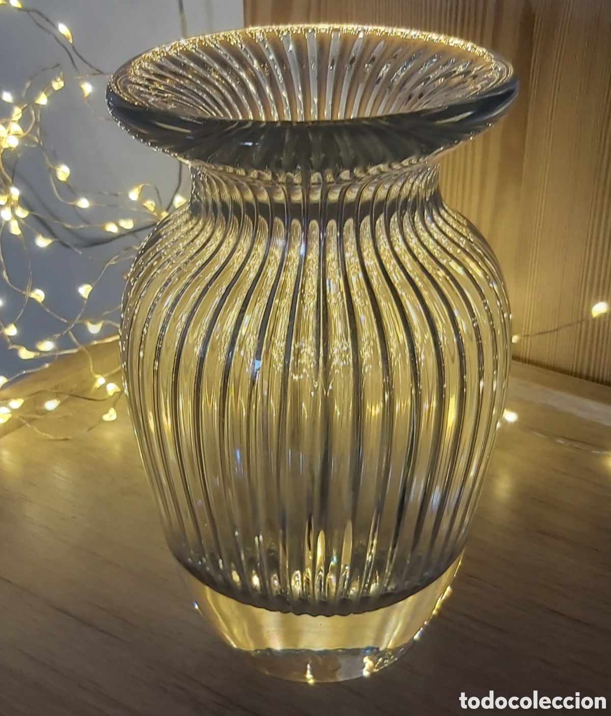 Coleccionismo: Jarr&oacute;n de Cristal de S&egrave;vres - Modelo Vintage Estriado (19 cm) 2.8 kg!!