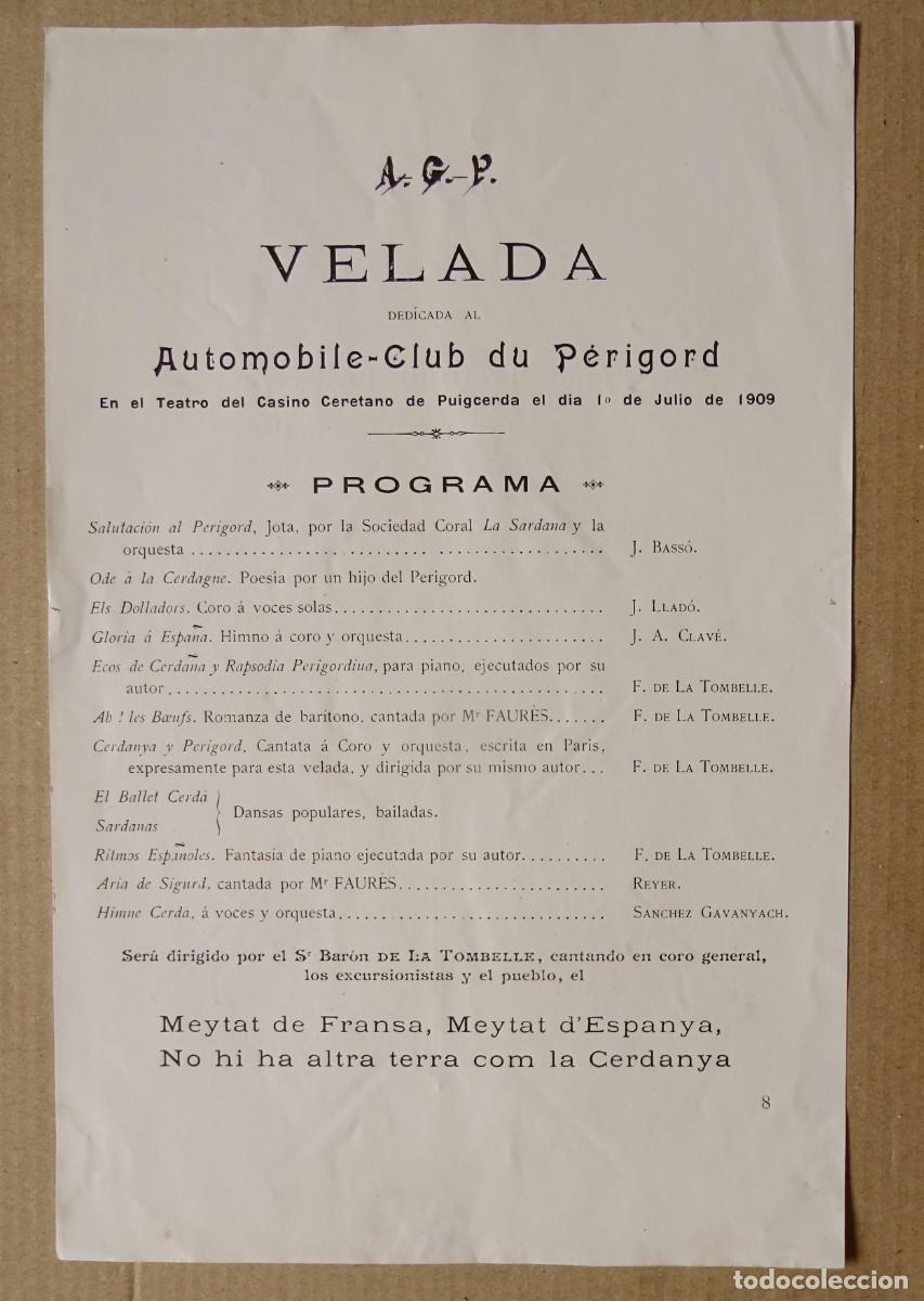 Colecionismo: Automovil Club du Perigod ,Velada y Oda a La Cerde&ntilde;a .Programa y fotografias .