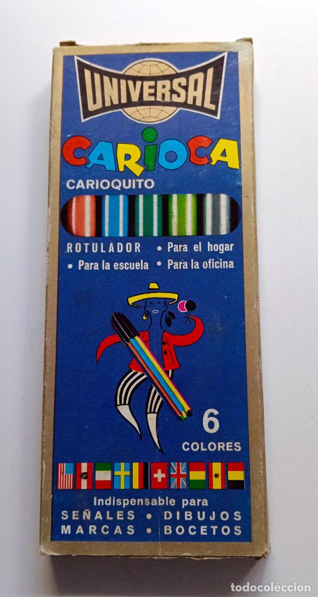 Collectionnisme: ANTIGUA CAJA DE ROTULADORES UNIVERSAL CARIOCA &rdquo;CARIOQUITO&rdquo; A&Ntilde;OS 70-80