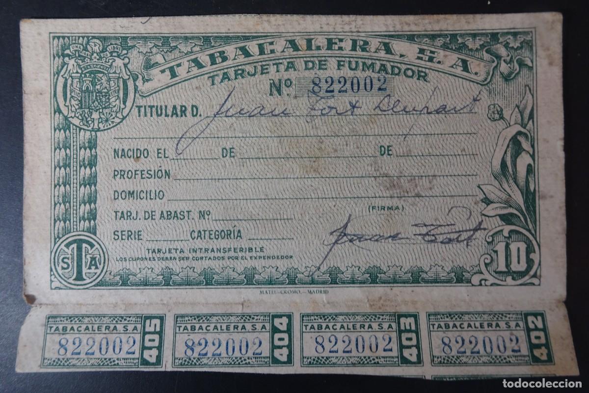 Collezionismo: ANTIGUA TARJETA FUMADOR, 4 CUPONES, BARCELONA, VER FOTOS