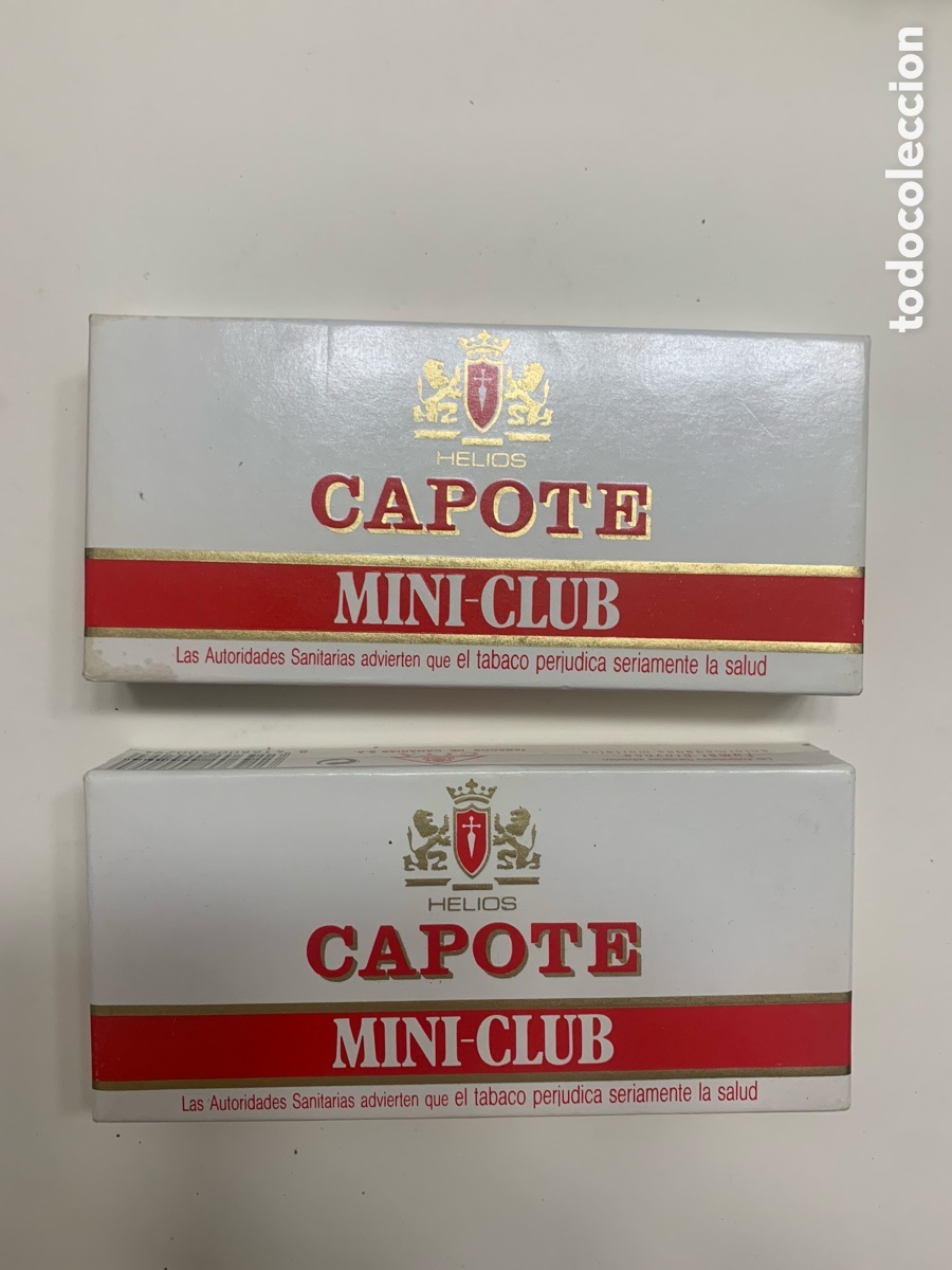 Collezionismo: Lote x2 Paquete tabaco , HELIOS CAPOTE MINI CLUB, 10 puritos. A&ntilde;os 80.
