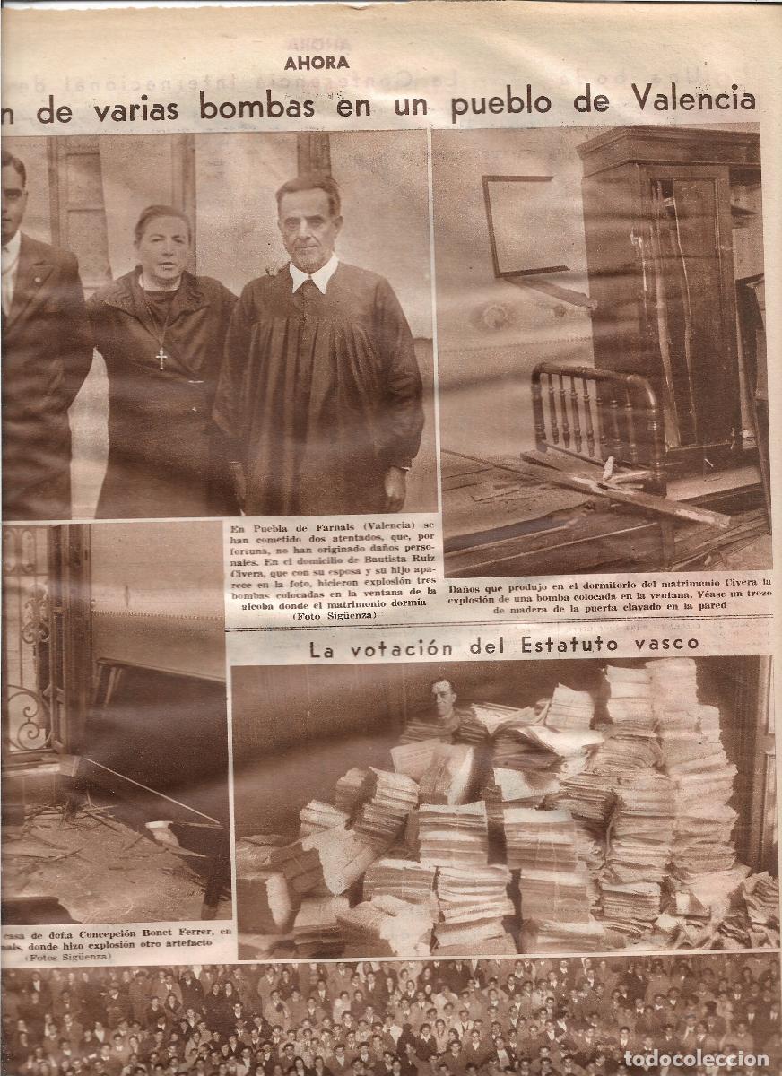 Sammelleidenschaft Papier: A&Ntilde;O 1933 RECORTE PRENSA PUEBLA DE FARNALS VALENCIA BOMBAS CASA BAUTISTA RUIZ CIVERA CONCEPCION BONET
