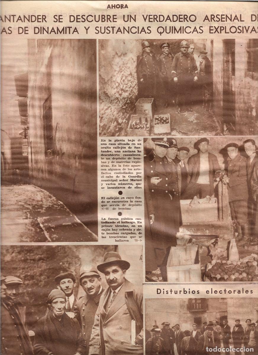 Coleccionismo: A&Ntilde;O 1933 RECORTE PRENSA SANTANDER HALLAZGO ARSENAL BOMBAS DIMANITA SUSTANCIAS QUIMICAS EN CALLEJON