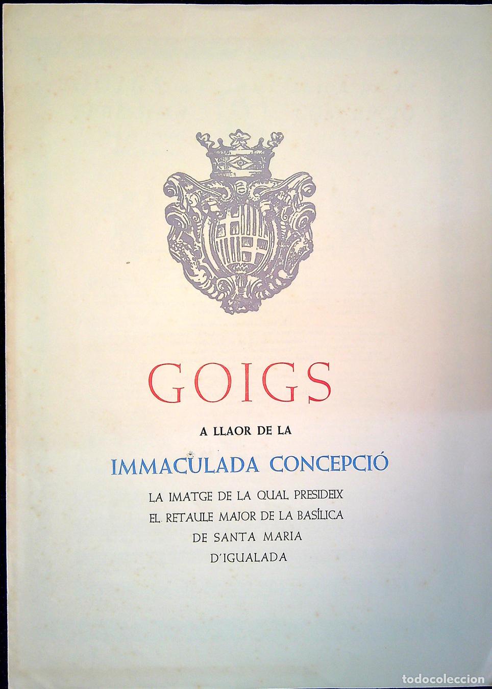 Collezionismo: GOIGS A LLAOR DE LA IMMACULADA CONCEPCI&Oacute; &ndash; 1964